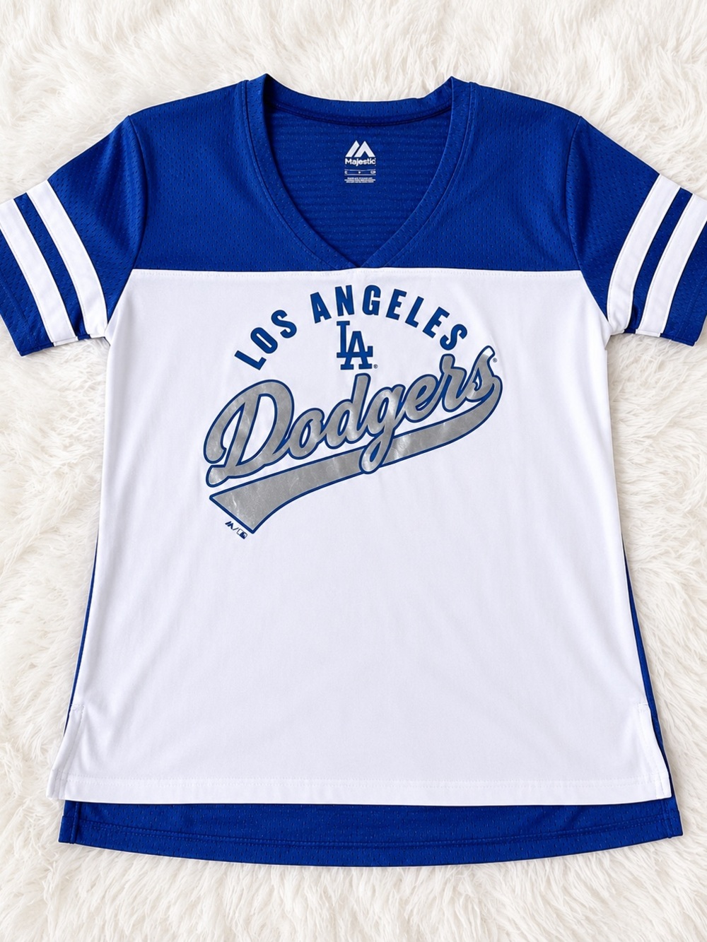 Majestic Los Angeles Dodgers Blue White Jersey Tee Size Small